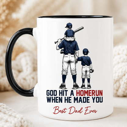 Custom Photo Dad Baseball Mug, Personalized Mug Mug For Husband Dad Grandfather TOM99