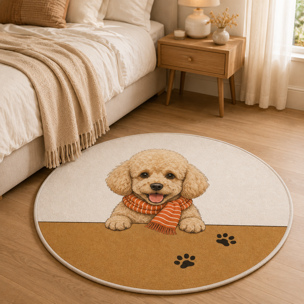 Custom Photo Dog Paw Round Carpet | Photo Pet Round Rug | Gift For Dog Lovers