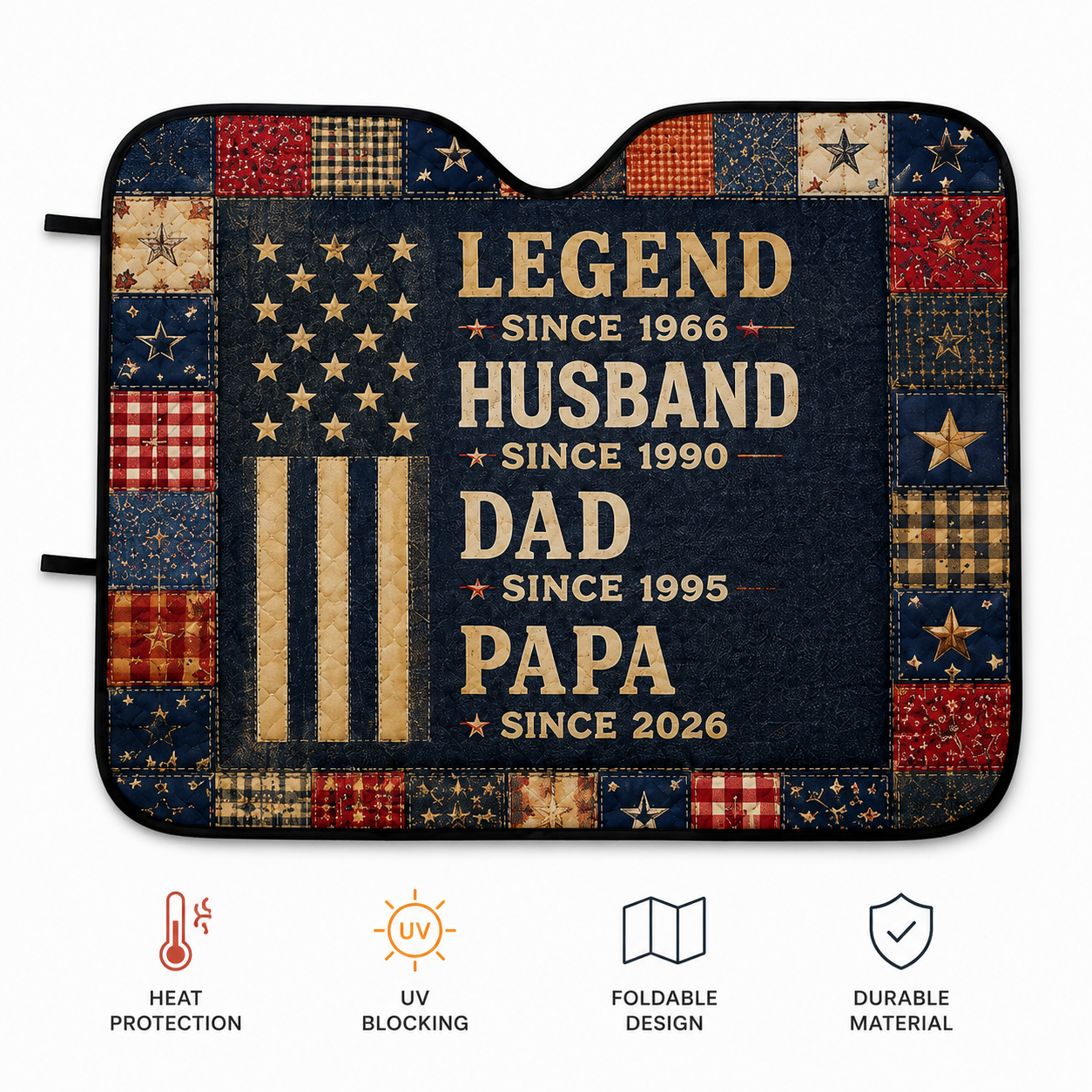 Personalized Legend Papa Car Windshield Sun Shade, Custom Car Sun Shade for Dad, Gift For Dad TOM99