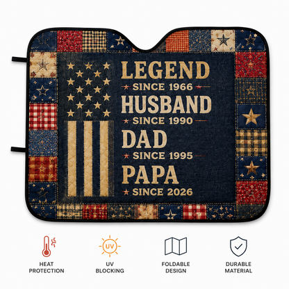 Personalized Legend Papa Car Windshield Sun Shade, Custom Car Sun Shade for Dad, Gift For Dad TOM99