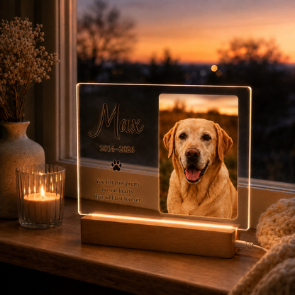 Custom Photo Dog Wooden LED Light | Personalized Dog Photo LED Night Light | Pet Loss Sympathy Gift TOM99