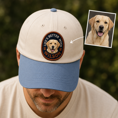 Custom Dog Face Embroidered Hat, Custom Embroidered Pet Portrait Hat | Gift For Dog Lover Pa99