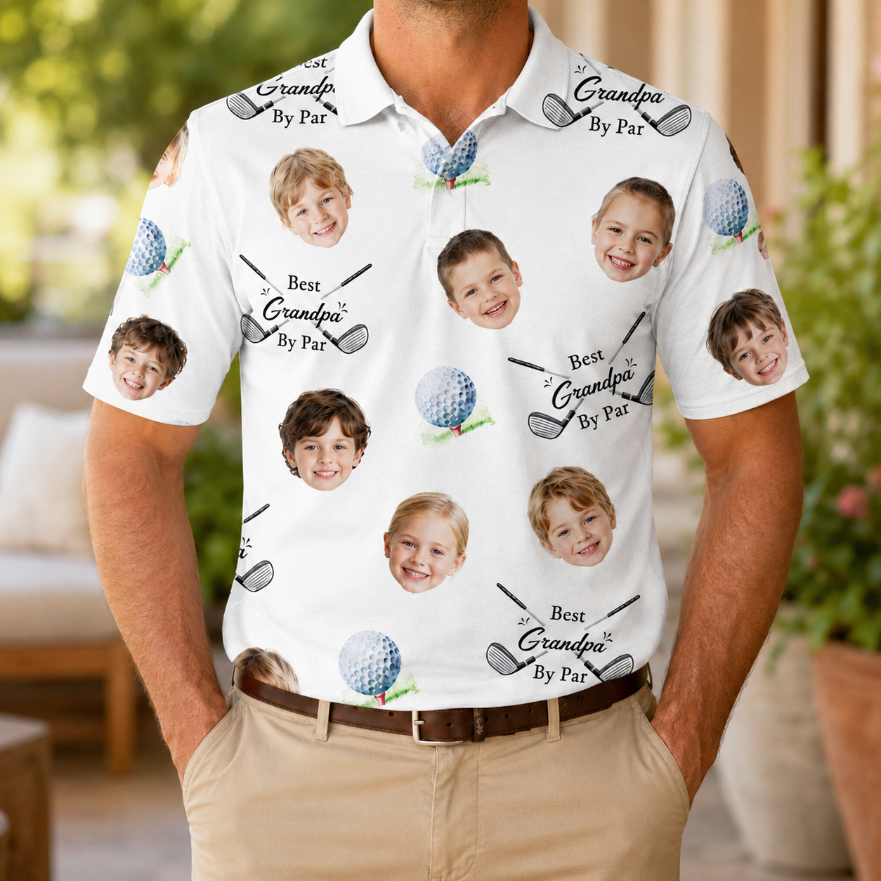 Custom Photo Best Grandpa Polo Shirt, Personalized Polo Shirt For Husband Dad Grandfather