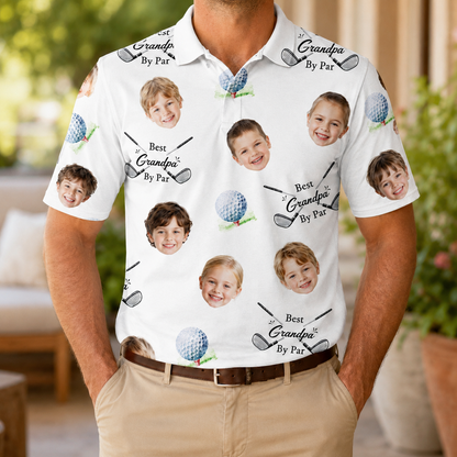 Custom Photo Best Grandpa Polo Shirt, Personalized Polo Shirt For Husband Dad Grandfather