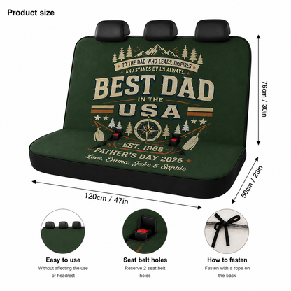 Personalized Best Dad USA Car Rear Seat Cover, Custom Back Seat Protector For Dad, Gift For Dad TOM99