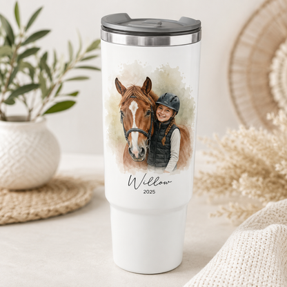 Custom Photo Baby Girl & Horse 30oz Tumbler | Gift For Horse Lovers | Pet Lover Gifts TOM99
