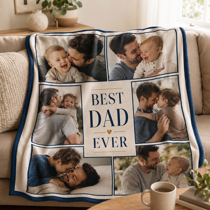 Custom My Best Dad Photo Blanket, Personalized Dad Gifts | Gift For Dad TOM99