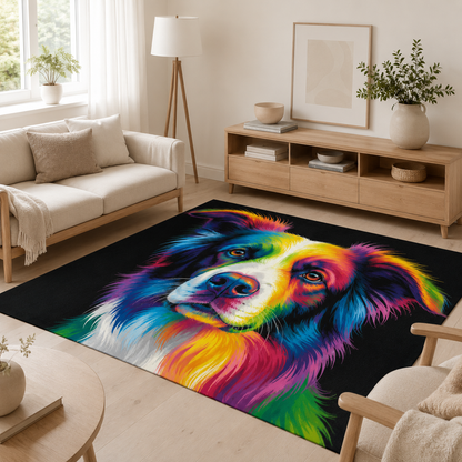 Custom Photo Colorful Dog Area Rug | Gift For Dog Lovers