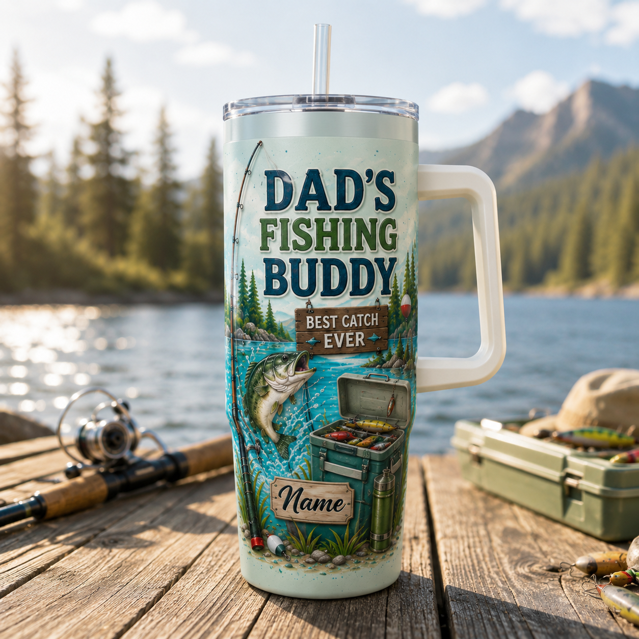 Custom Reel Cool Dad 40oz Tumbler, Personalized Dad Tumbler, Father’s Day Gift TOM99