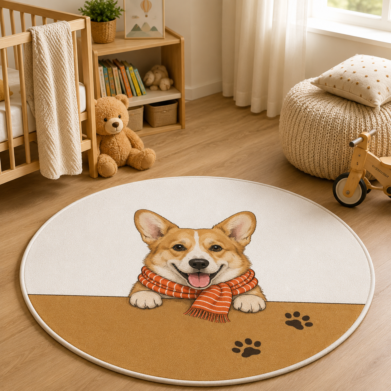 Custom Photo Dog Paw Round Carpet | Photo Pet Round Rug | Gift For Dog Lovers
