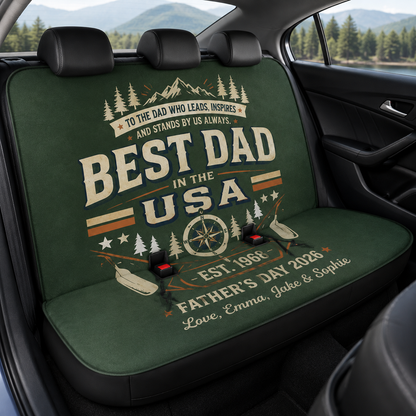 Personalized Best Dad USA Car Rear Seat Cover, Custom Back Seat Protector For Dad, Gift For Dad TOM99
