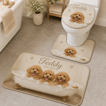 Custom Photo Dog 3pcs Bathroom Rug Set | Gift For Dog Lovers | Pet Photo Gifts