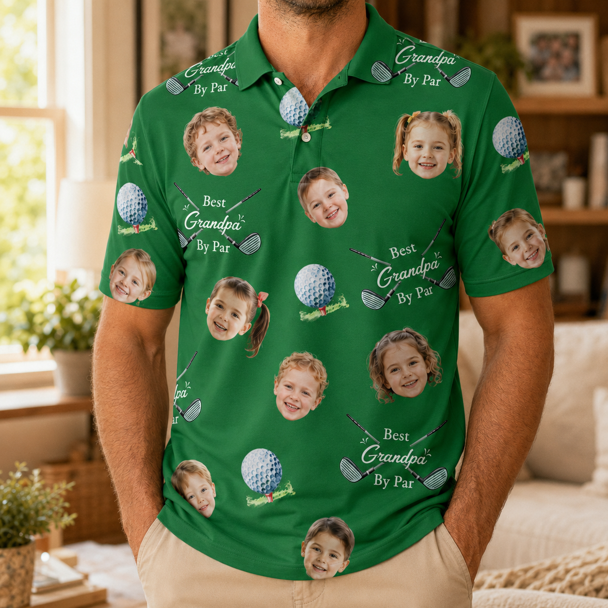 Custom Photo Best Grandpa Polo Shirt, Personalized Polo Shirt For Husband Dad Grandfather