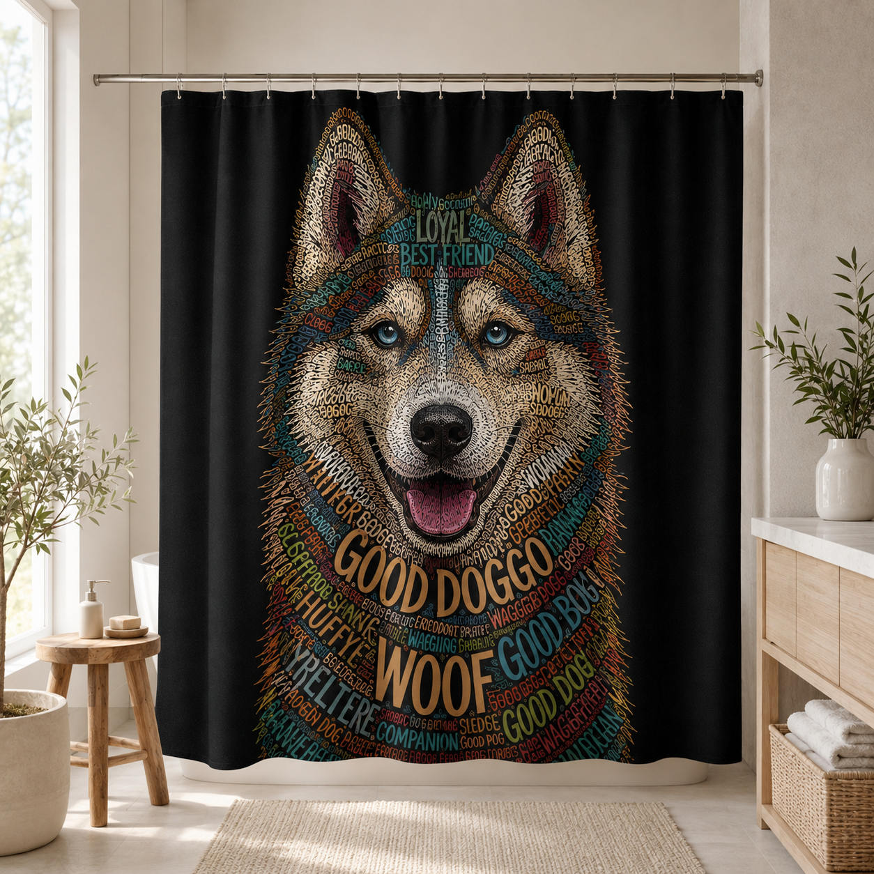 Custom Photo Dog Shower Curtain | Gift For Dog Lovers