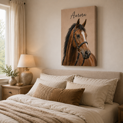 Custom Photo Horse Wall Art Canvas | Personalized Horse Photo Canvas | Gift For Horse Lovers TOM99