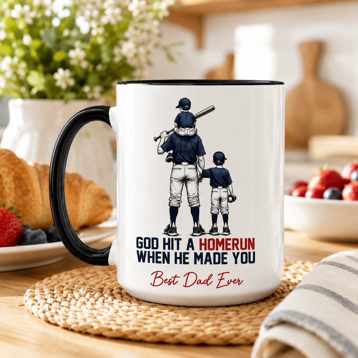 Custom Photo Dad Baseball Mug, Personalized Mug Mug For Husband Dad Grandfather TOM99