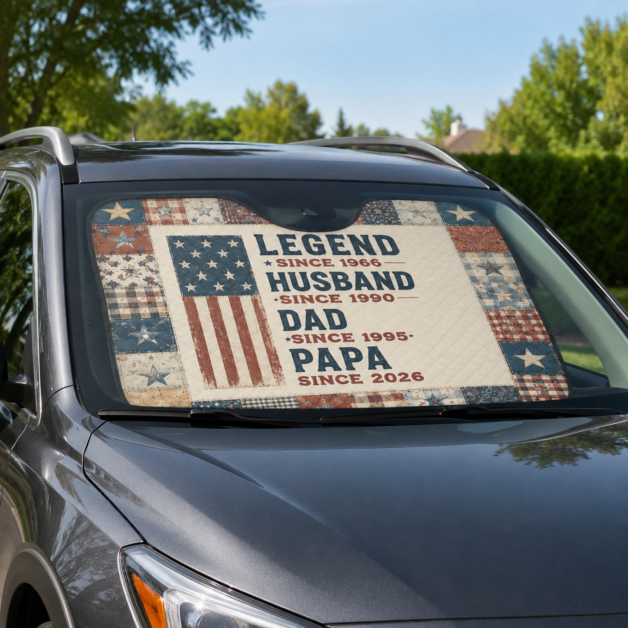Personalized Legend Papa Car Windshield Sun Shade, Custom Car Sun Shade for Dad, Gift For Dad TOM99