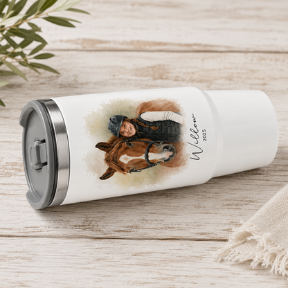 Custom Photo Baby Girl & Horse 30oz Tumbler | Gift For Horse Lovers | Pet Lover Gifts TOM99