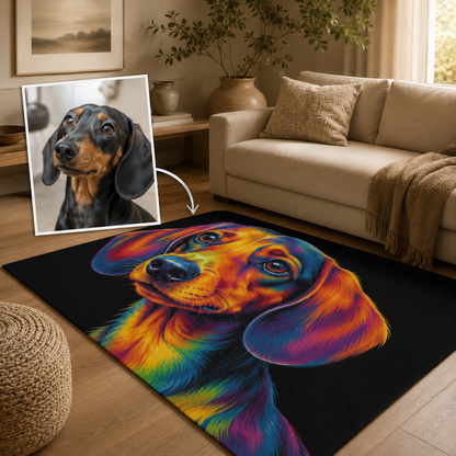 Custom Photo Colorful Dog Area Rug | Gift For Dog Lovers