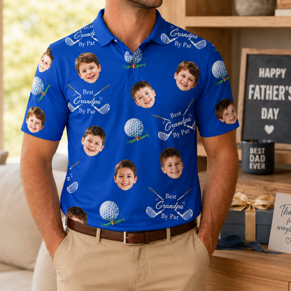 Custom Photo Best Grandpa Polo Shirt, Personalized Polo Shirt For Husband Dad Grandfather