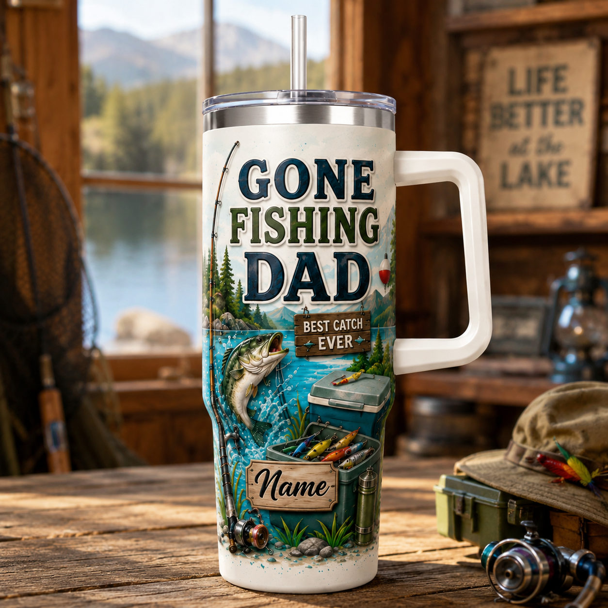 Custom Reel Cool Dad 40oz Tumbler, Personalized Dad Tumbler, Father’s Day Gift TOM99
