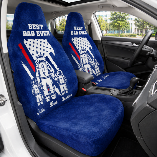 Personalized Best Dad Ever Portrait Car Seat Cover, Custom Dad Seat Protector, Gift For Dad TOM99