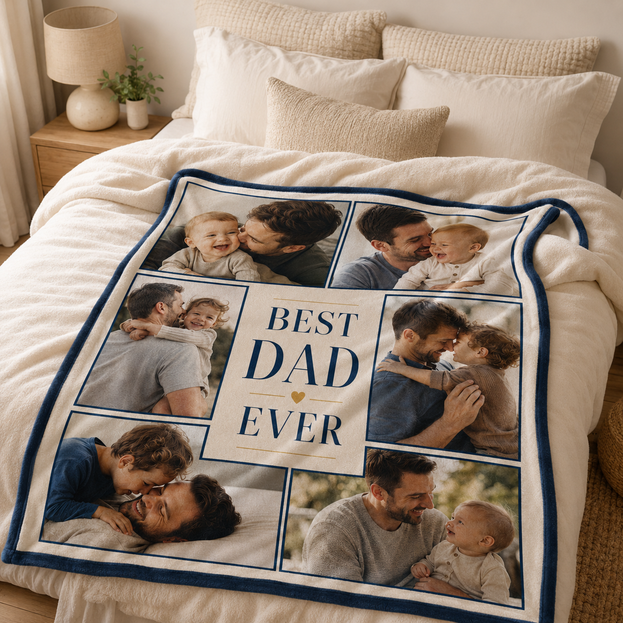 Custom My Best Dad Photo Blanket, Personalized Dad Gifts | Gift For Dad TOM99