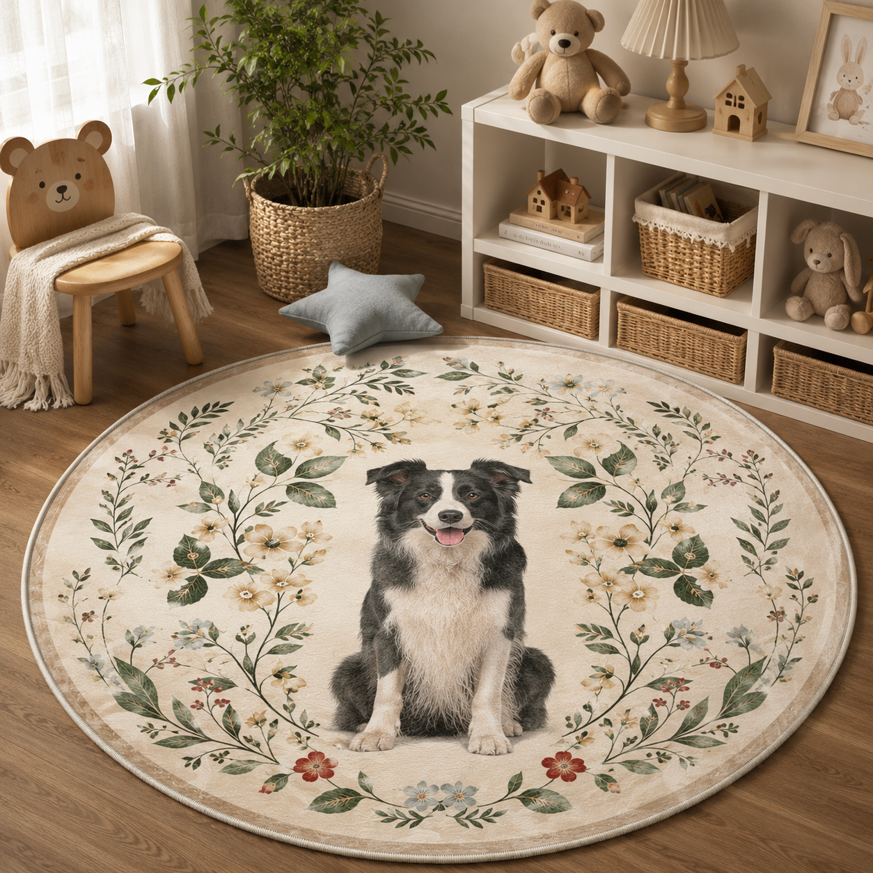 Custom Photo Dog Round Carpet | Photo Pet Round Rug | Gift For Dog Lovers