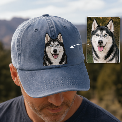 Personalized Pet Face Embroidered Hat, Custom Dog Photo Cap, Gift For Dog Mom THUC99
