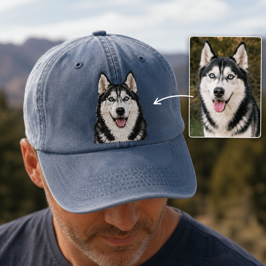 Personalized Pet Face Embroidered Hat, Custom Dog Photo Cap, Gift For Dog Mom THUC99