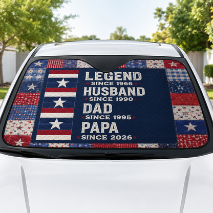 Personalized Legend Papa Car Windshield Sun Shade, Custom Car Sun Shade for Dad, Gift For Dad TOM99