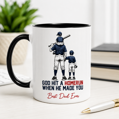 Custom Photo Dad Baseball Mug, Personalized Mug Mug For Husband Dad Grandfather TOM99