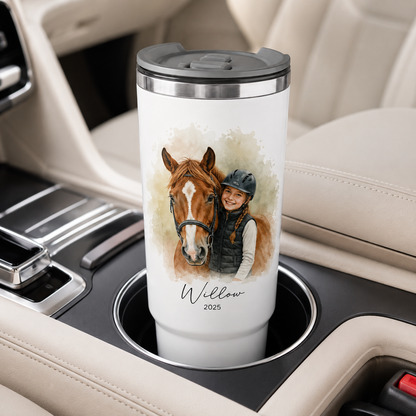 Custom Photo Baby Girl & Horse 30oz Tumbler | Gift For Horse Lovers | Pet Lover Gifts TOM99