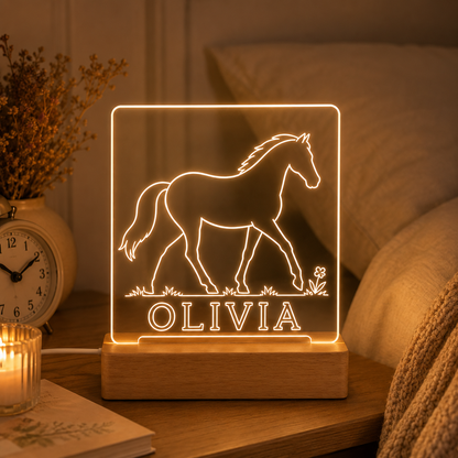 Custom Photo Horse Wooden Led Light | Personalized Horse Photo Wooden Led Light | Gift For Horse Lovers TOM99