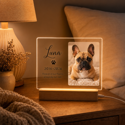 Custom Photo Dog Wooden LED Light | Personalized Dog Photo LED Night Light | Pet Loss Sympathy Gift TOM99