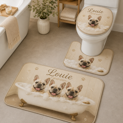 Custom Photo Dog 3pcs Bathroom Rug Set | Gift For Dog Lovers | Pet Photo Gifts