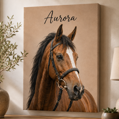 Custom Photo Horse Wall Art Canvas | Personalized Horse Photo Canvas | Gift For Horse Lovers TOM99