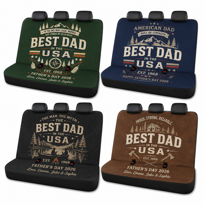 Personalized Best Dad USA Car Rear Seat Cover, Custom Back Seat Protector For Dad, Gift For Dad TOM99