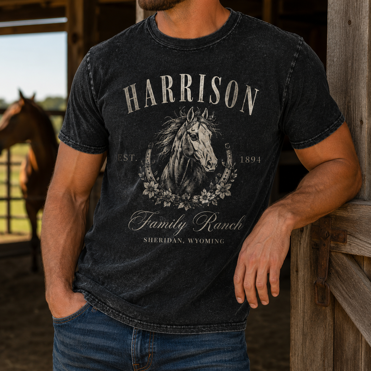 Custom Photo White Horse Wash T-Shirt | Personalized Horse Lover Shirt | Gift For Horse Lovers TOM99