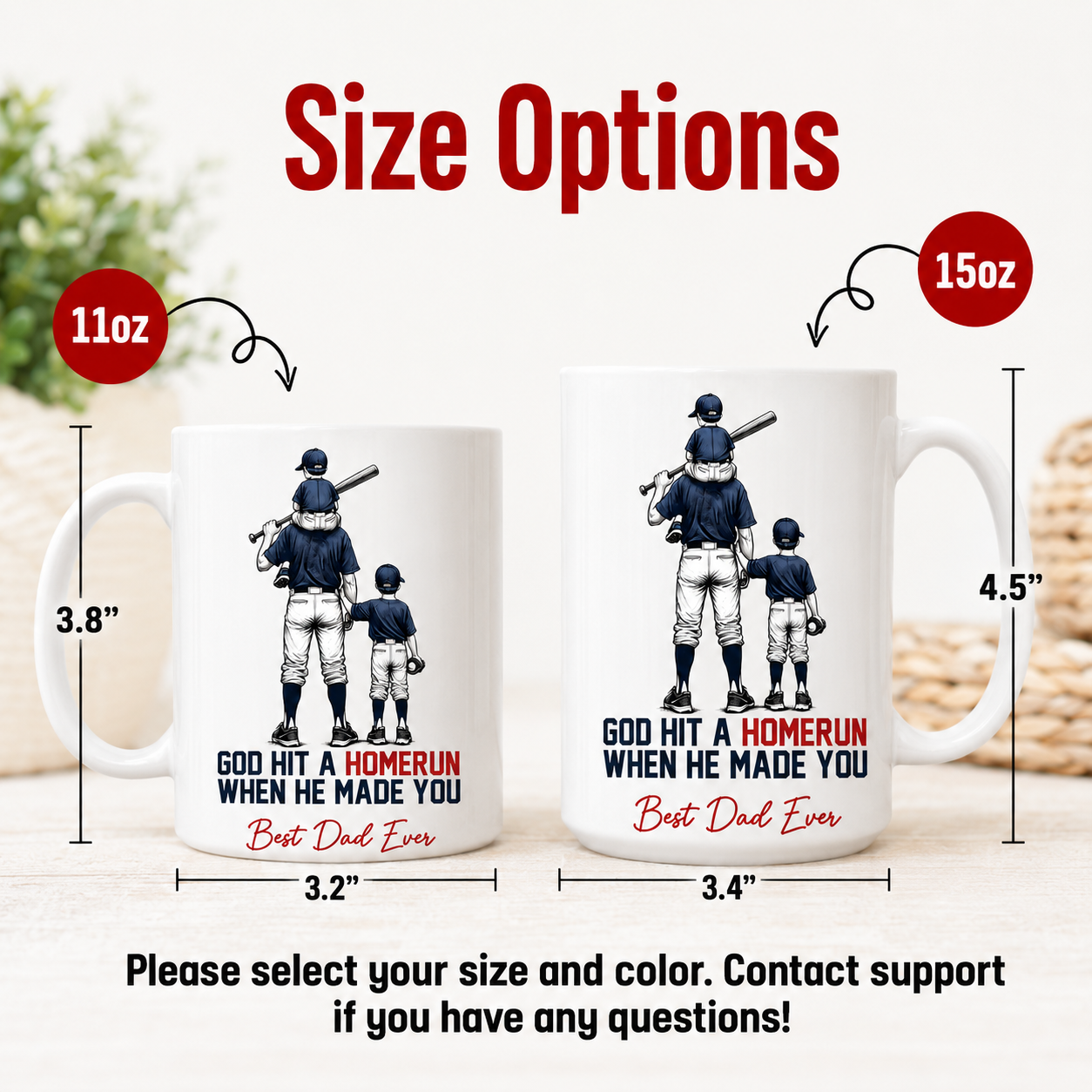 Custom Photo Dad Baseball Mug, Personalized Mug Mug For Husband Dad Grandfather TOM99