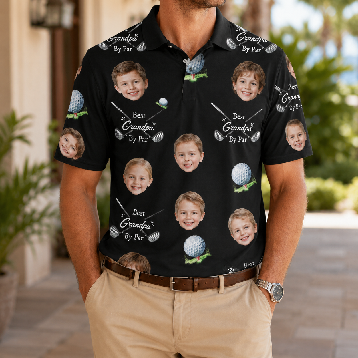 Custom Photo Best Grandpa Polo Shirt, Personalized Polo Shirt For Husband Dad Grandfather
