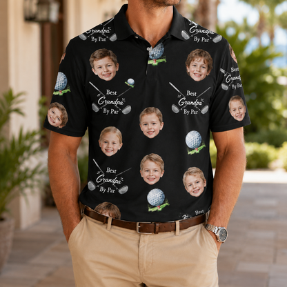 Custom Photo Best Grandpa Polo Shirt, Personalized Polo Shirt For Husband Dad Grandfather