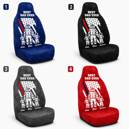 Personalized Best Dad Ever Portrait Car Seat Cover, Custom Dad Seat Protector, Gift For Dad TOM99
