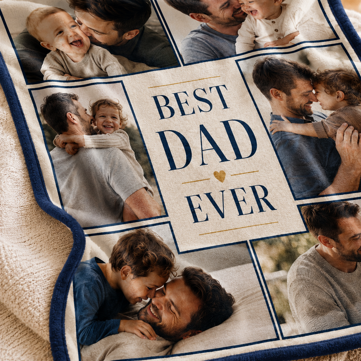 Custom My Best Dad Photo Blanket, Personalized Dad Gifts | Gift For Dad TOM99