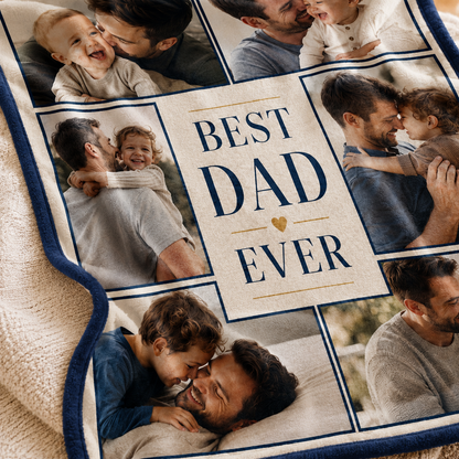 Custom My Best Dad Photo Blanket, Personalized Dad Gifts | Gift For Dad TOM99