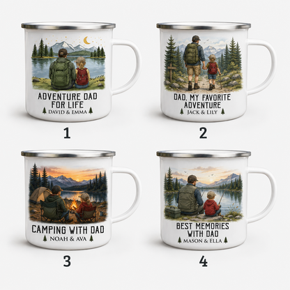 Personalized Dad Photo Camp Mug 12oz, Custom Dad Enamel Cup, Gift For Dad TOM99