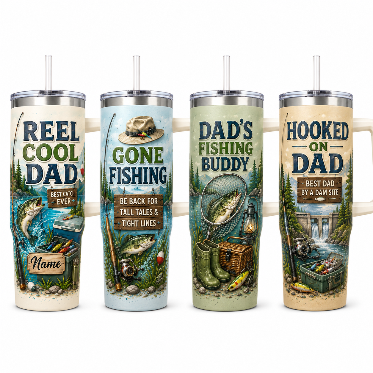 Custom Reel Cool Dad 40oz Tumbler, Personalized Dad Tumbler, Father’s Day Gift TOM99