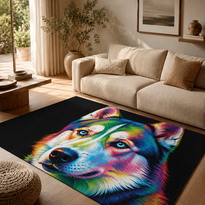 Custom Photo Colorful Dog Area Rug | Gift For Dog Lovers