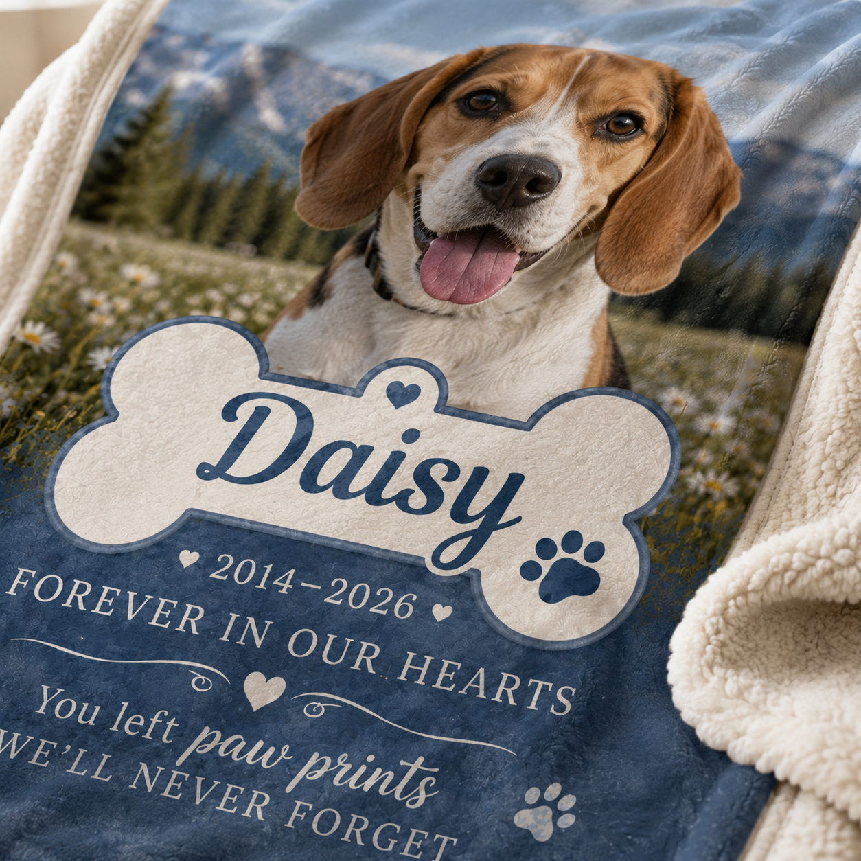 Custom Photo Dog Memorial Forever In Our Hearts Blanket | Personalized Dog Lovers Gifts | Gift For Dog Lovers TOM99