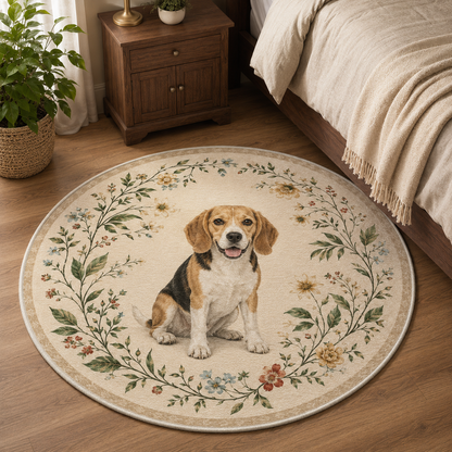 Custom Photo Dog Round Carpet | Photo Pet Round Rug | Gift For Dog Lovers